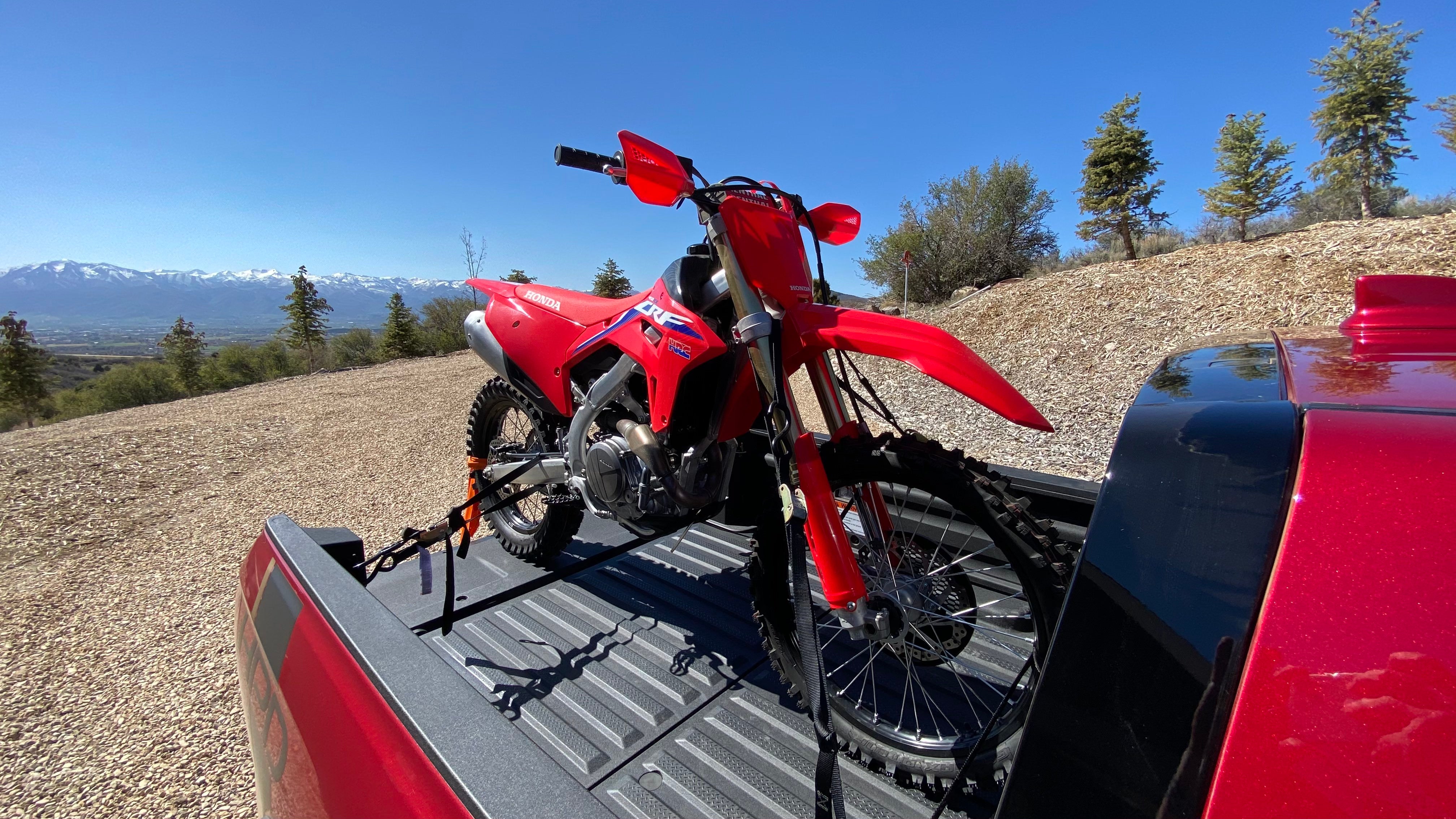 A closeup shot of the CRF450RX in the pickup