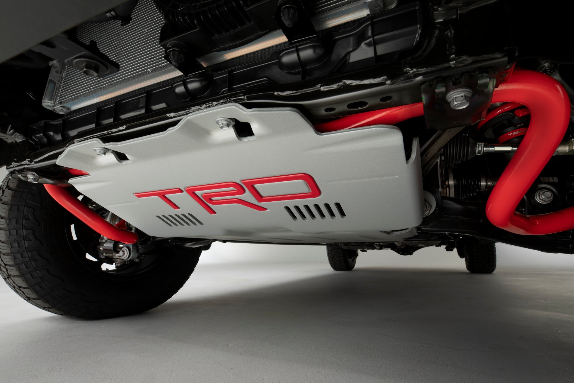 Under the front of the TRD Pro, <i>Toyota</i>
