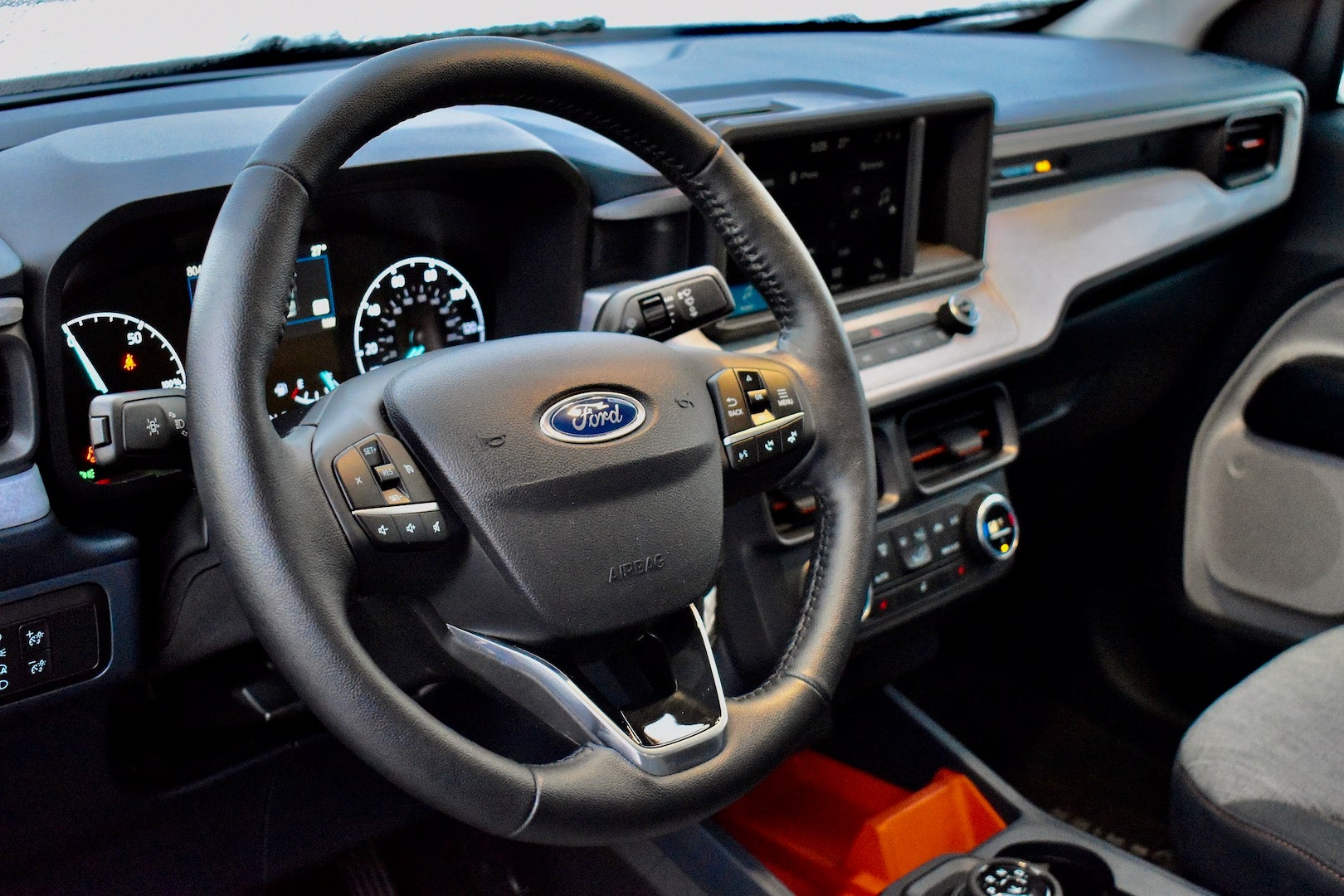 2022 Ford Maverick Hybrid dashboard, <i>James Gilboy</i>