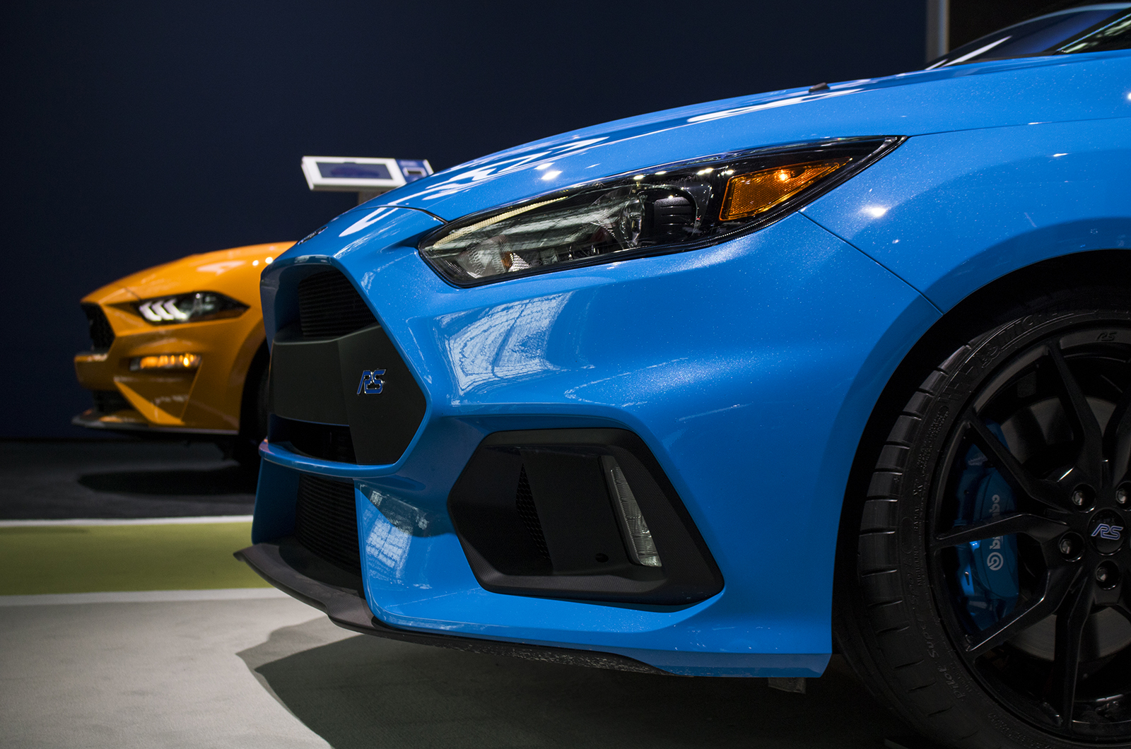 Ford Focus RS in Nitrous Blue, Ford Mustang in Orange Fury, <i>Kyle Cheromcha</i>
