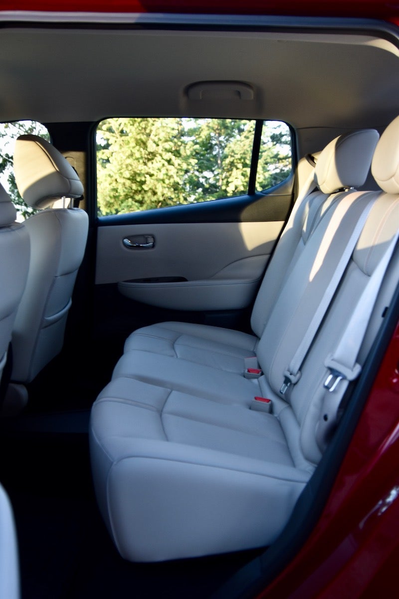 <p class="caption-title">2019 Nissan Leaf SL Plus</p>, Rear Seats, <i>James Gilboy</i>