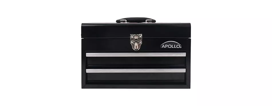 Apollo Tools Black Metal Tool Box