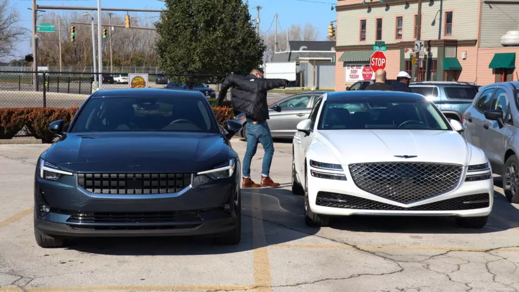 Polestar II and Genesis G80 parked side by side in Toledo