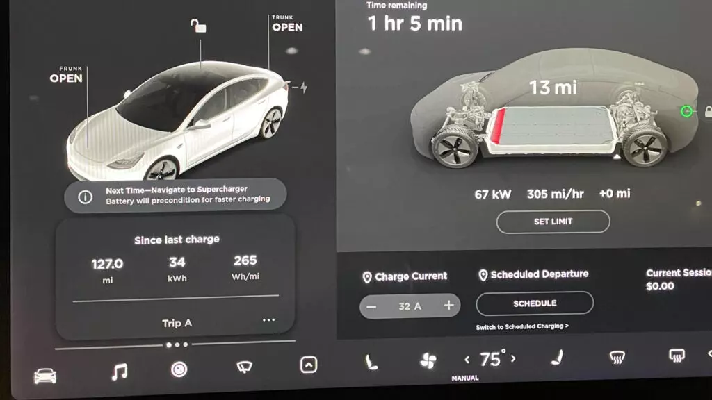 Tesla Charging Screen