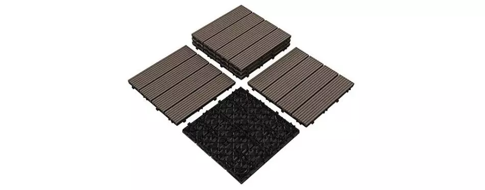 PandaHome 6 PCS Wood Plastic Composite Patio Deck Tiles