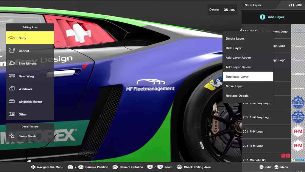 Gran Turismo 7 livery editor.