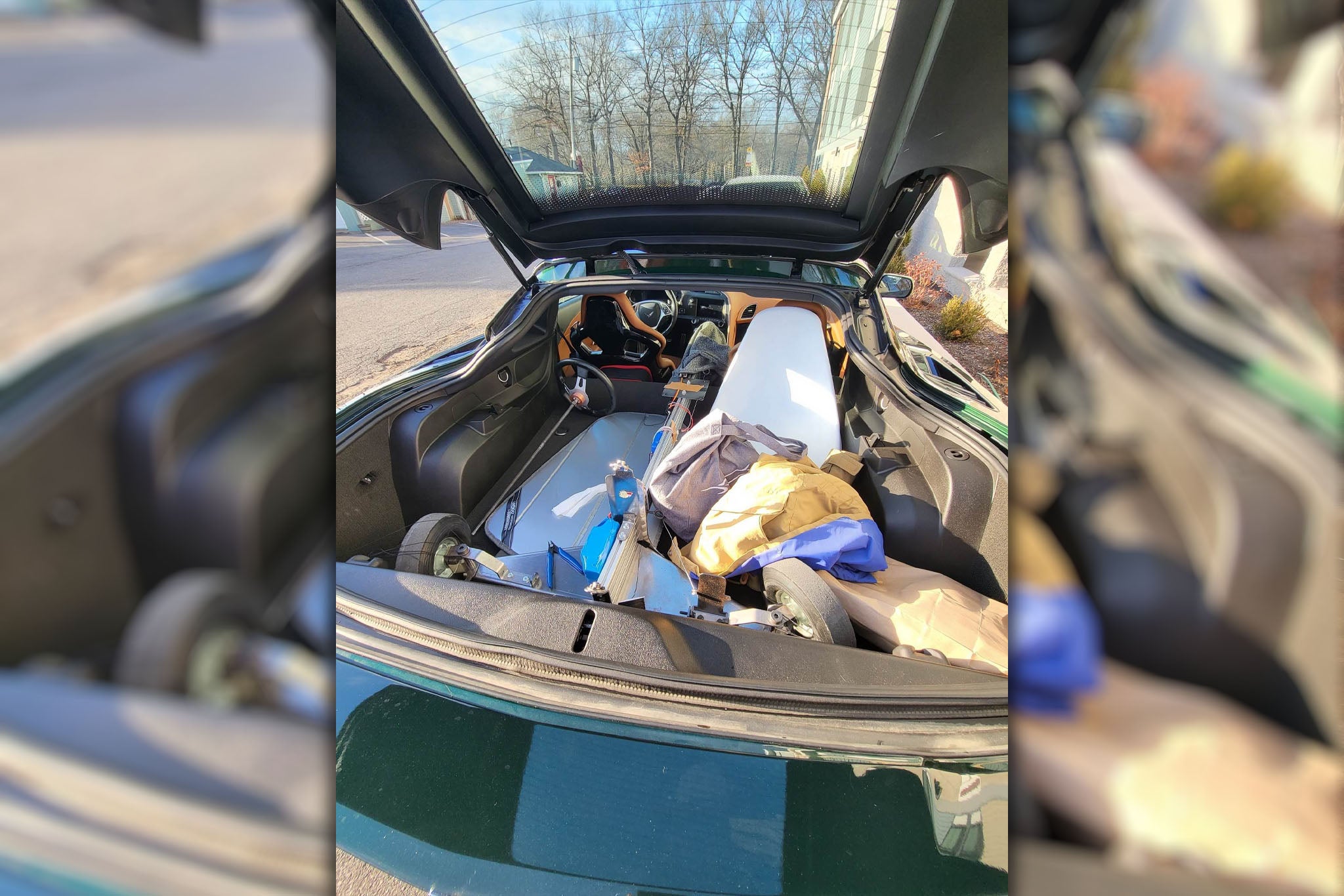 Despite being a little too large for my apartment, it is not too large for my C7 Corvette. The kart fits just fine back there after I remove the seat and steering column, which is pretty easy. <em>Peter Holderith</em>