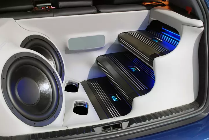 Subwoofers placed in the trunk