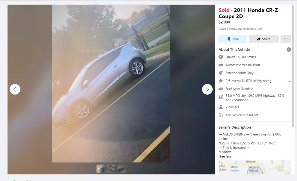 Facebook marketplace Cheap CRZ screnshot