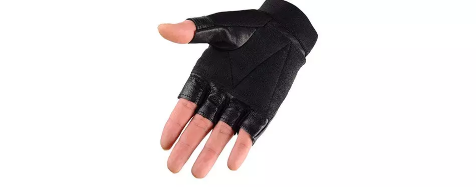 KUYOMENS Men’s Half Finger Genuine Leather Gloves
