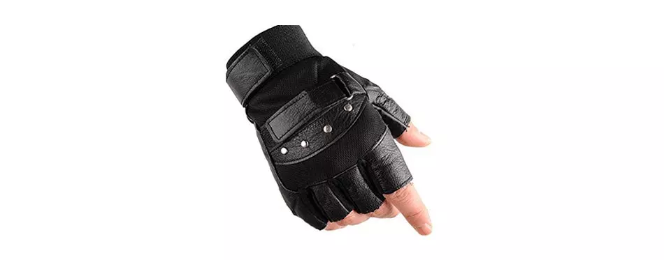 kuyomens men’s half finger genuine leather gloves