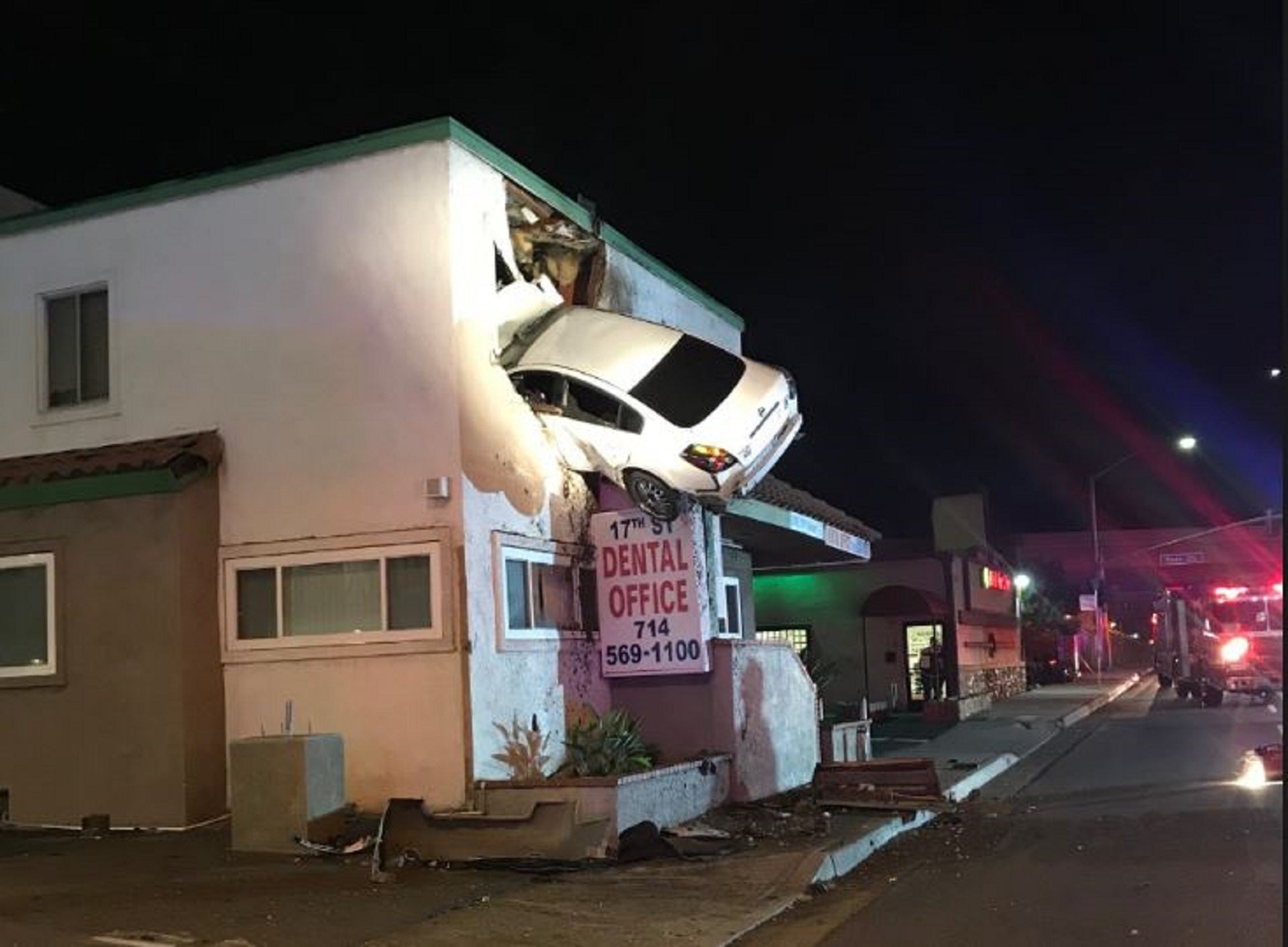 Somehow This Guy Crashed Into the 2nd Floor of a Building