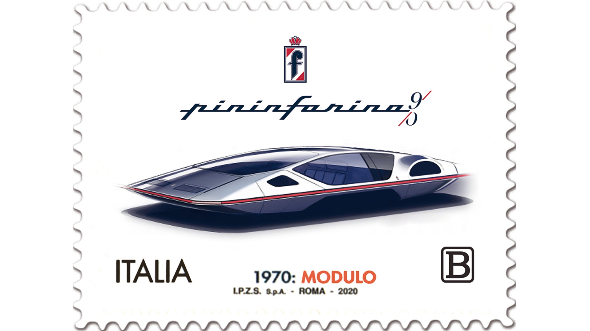 The Wild Rebirth of the Ferrari Modulo, Now a Stamp for Pininfarina’s 90th Birthday