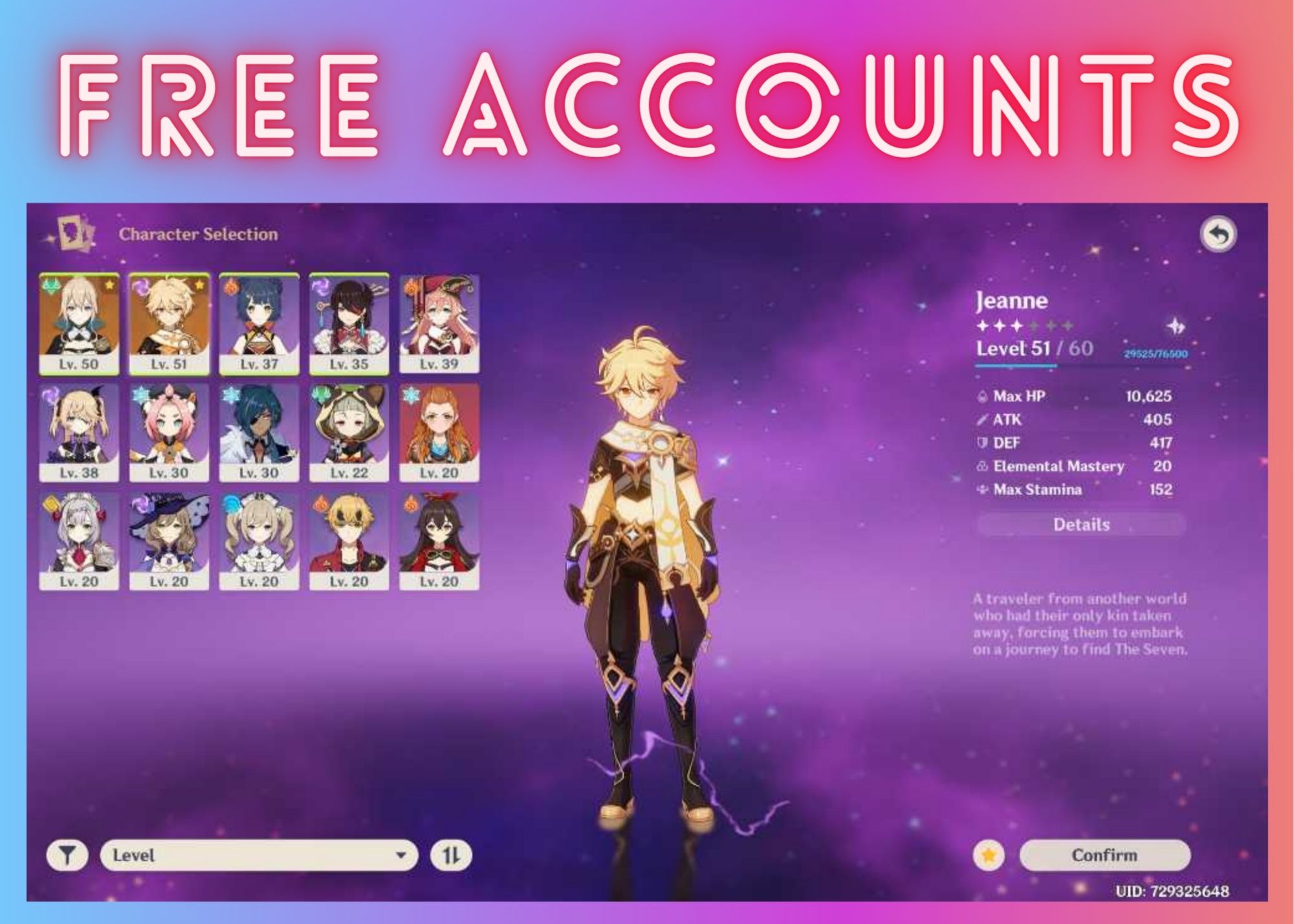 Genshin Impact FREE Accounts With 5 Star 2022